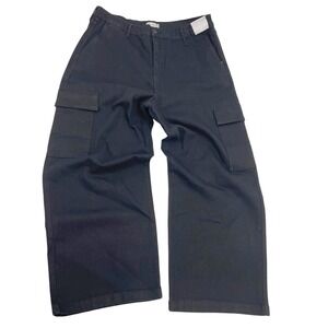 Jessica Simpson Jenna Cargo Pants Black Wide Leg High Rise Womens 16W NEW